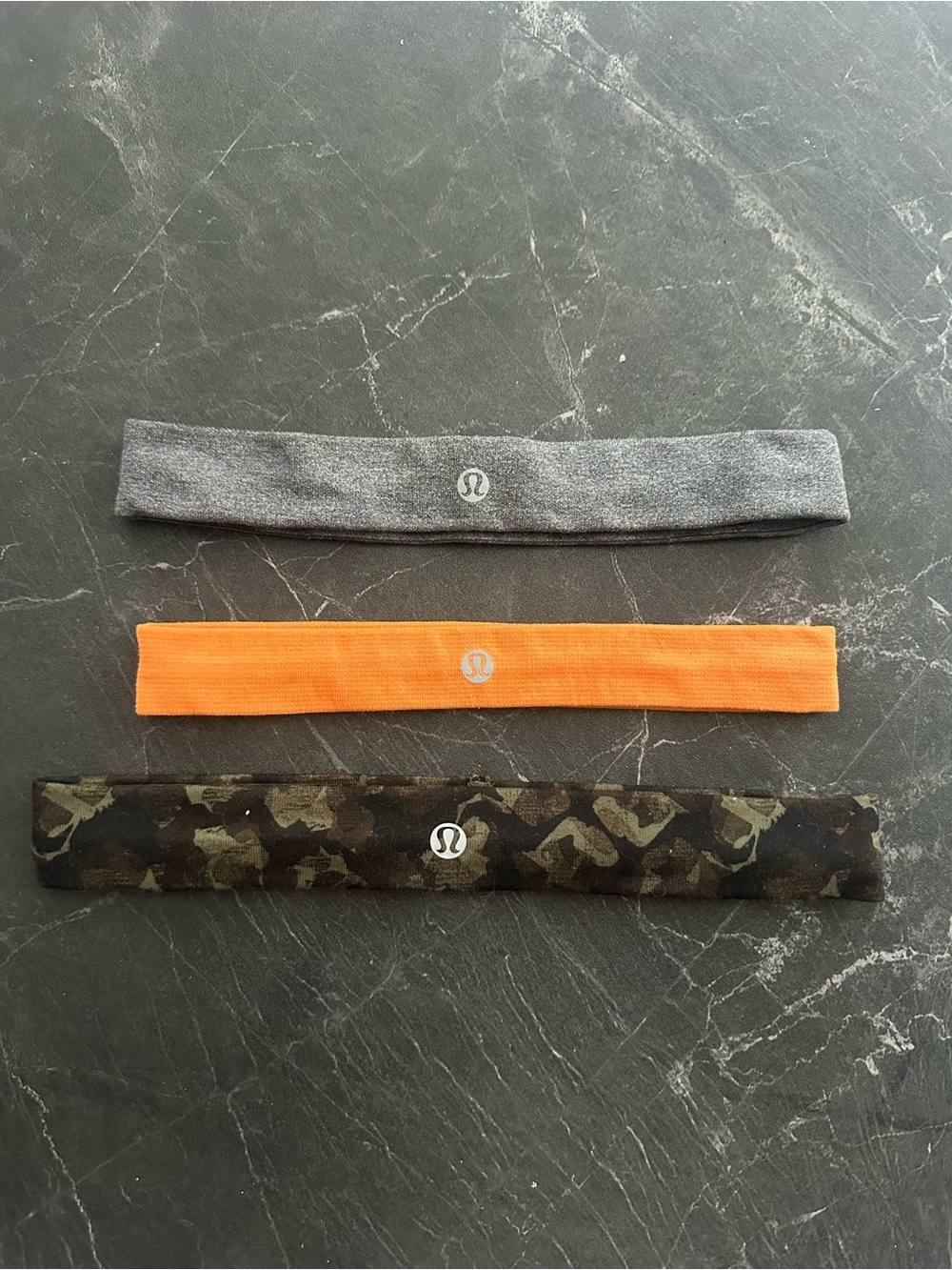 Lululemon Multipack Headbands — Gray, Orange, Camouflage
